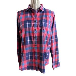 JCrew plaid long sleeve button down large collared front pocket perfect fit